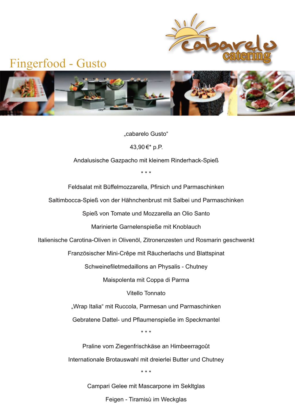 Sample finger food offer
