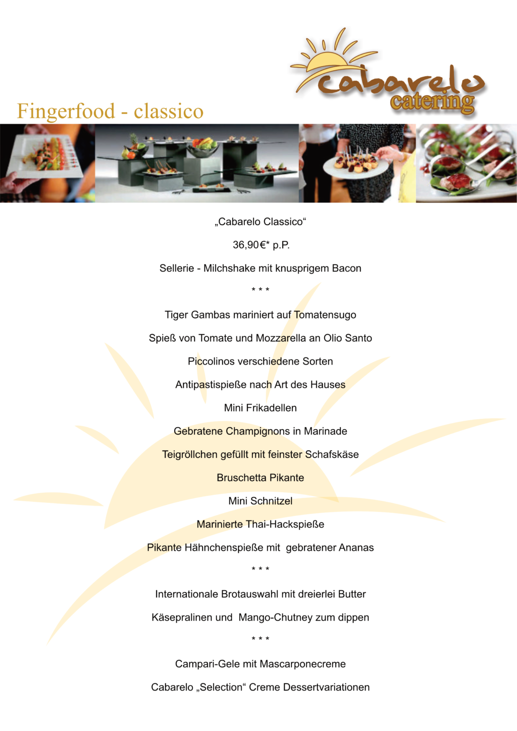 Sample finger food offer