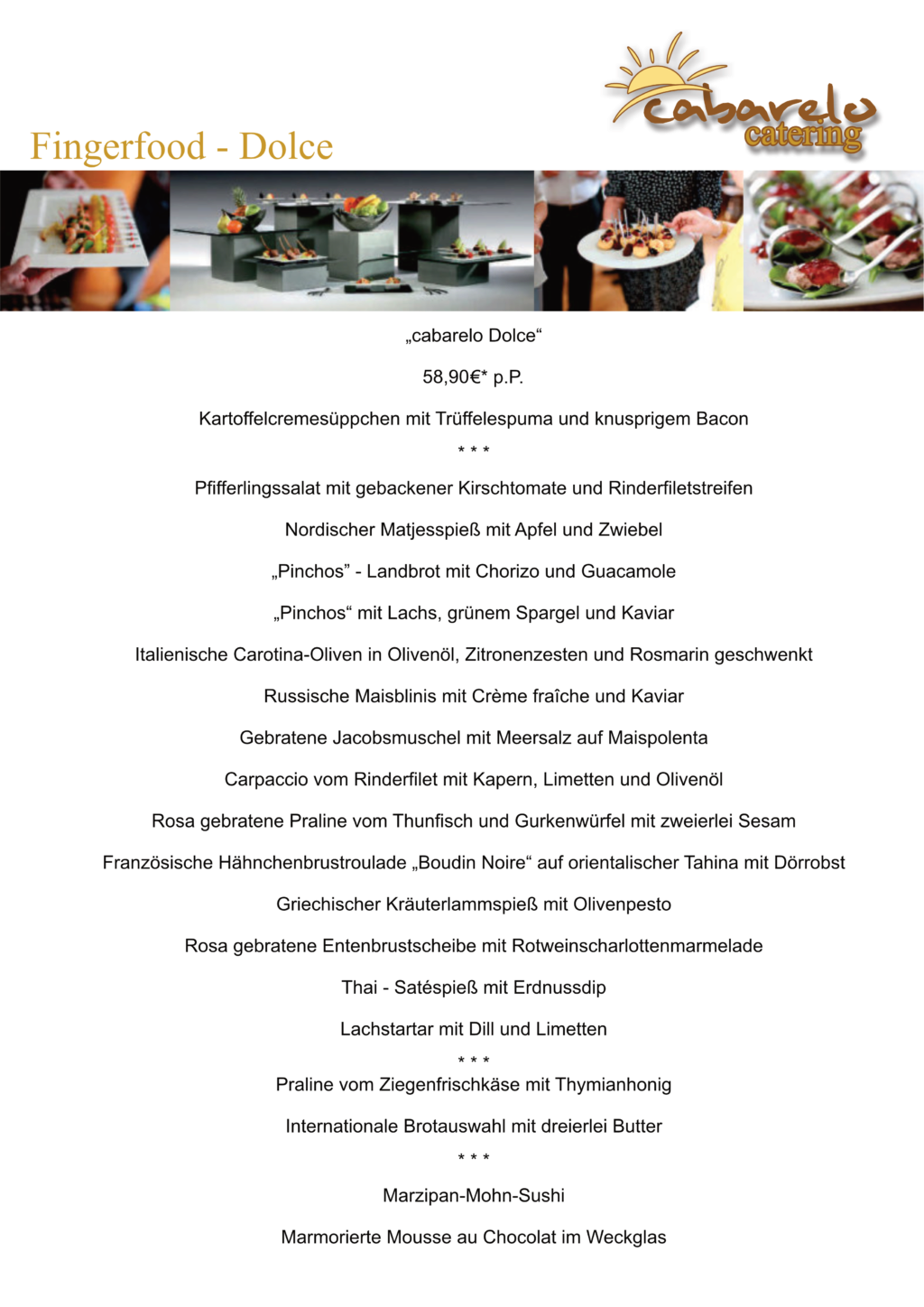 Sample finger food offer