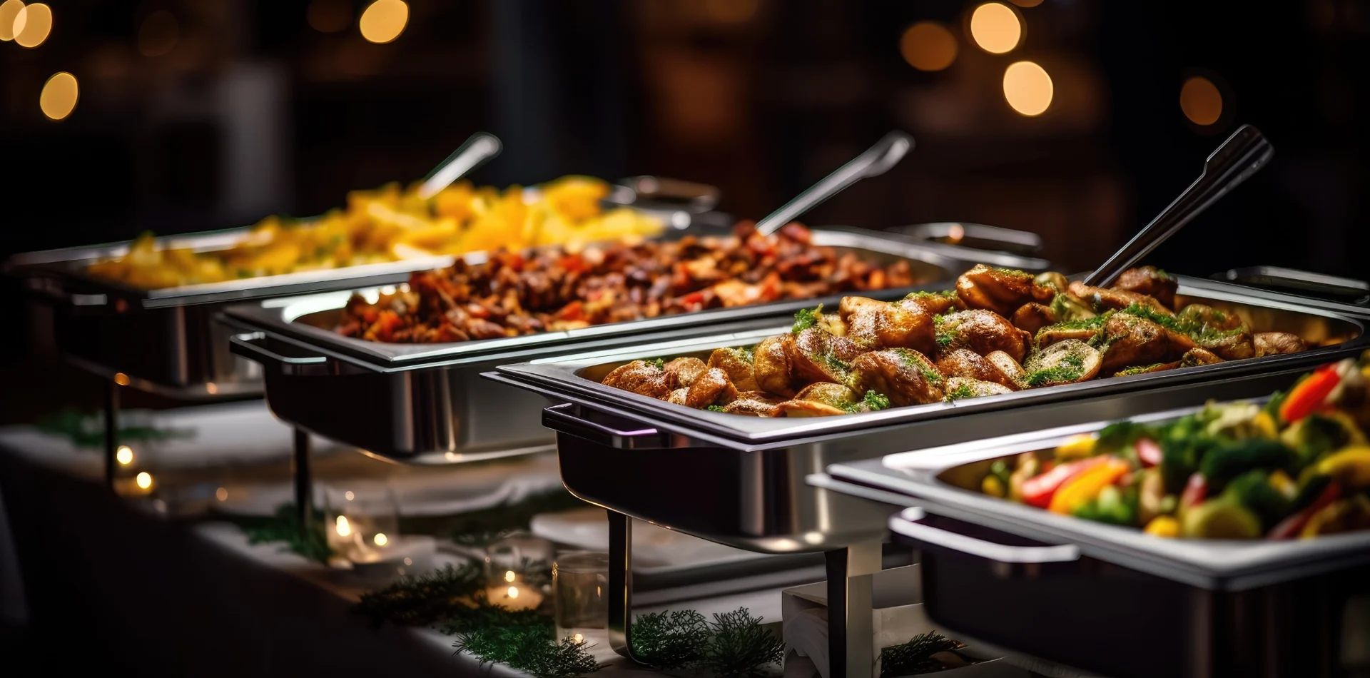 Buffet mit warmen Speisen